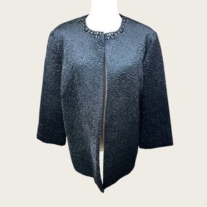 Alfred Dunner‎ size 14 Black crushed velvet embroidered  black jewel trim jacket